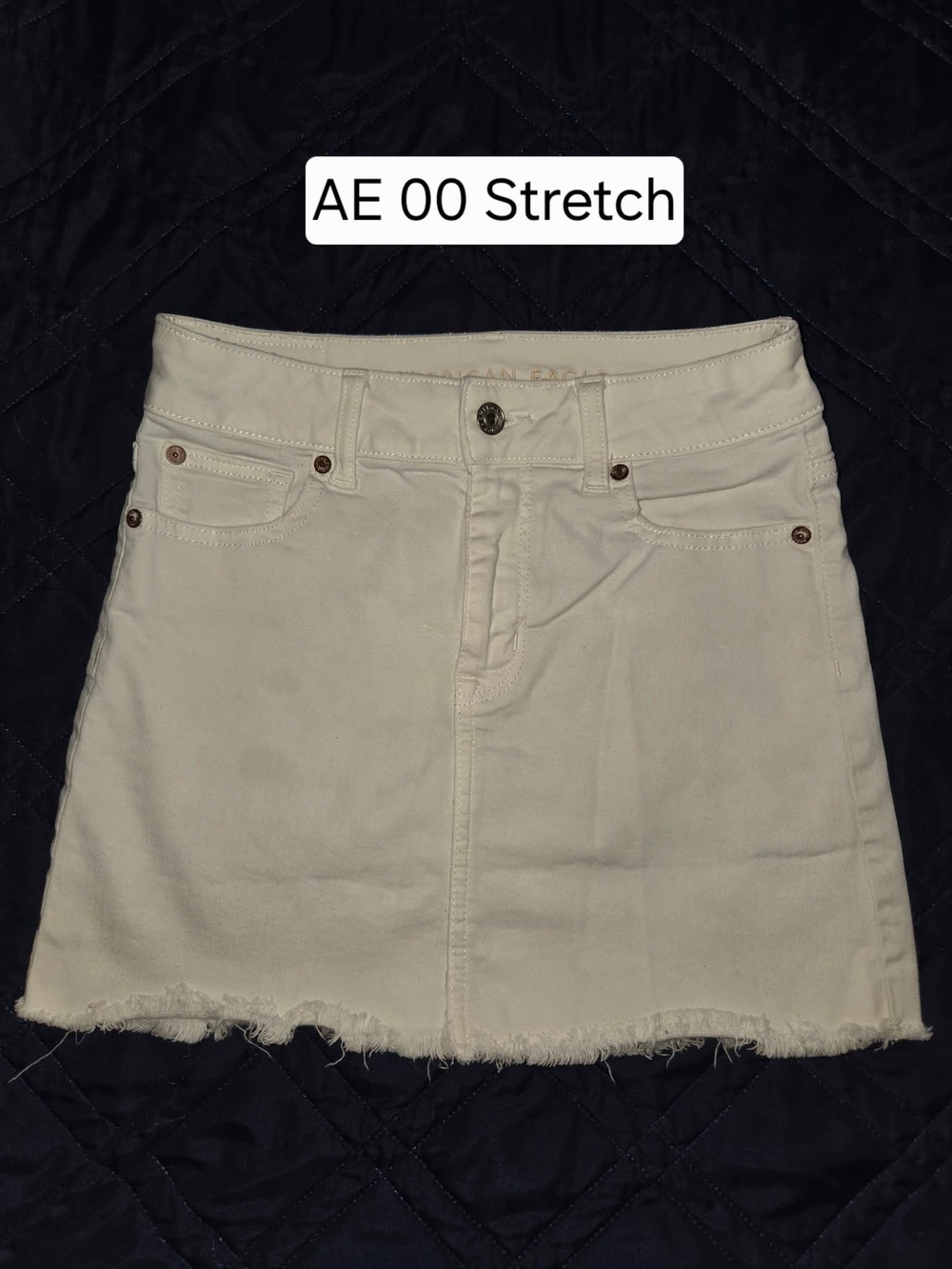 American Eagle Outfitters Cream Stretch Denim Mini Skirt